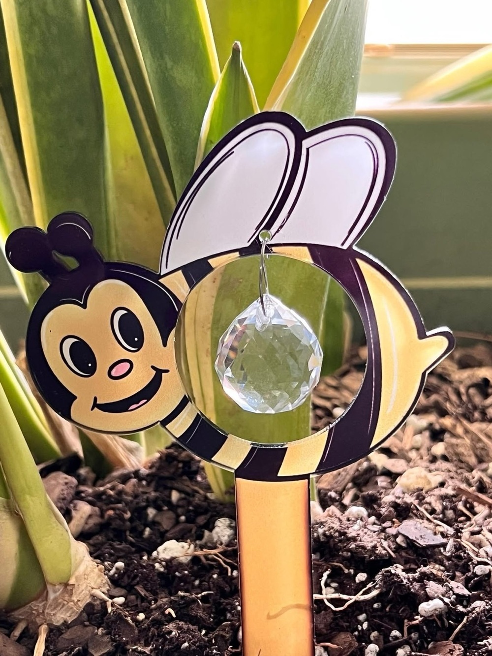Bee Garden Stake with Crystal Prism